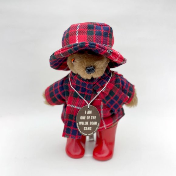 80s Handmade 12" Wellie Bear Gang Wilber the Big Game Hunter Scottish Teddy Bear - Picture 2 of 10